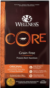 lot 10544 image: Wellness CORE Natural Grain Free Dry Dog Food, Original Turkey & Chicken, 26-Pound Bag