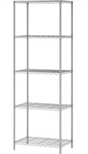 lot 10546 image: 5-Tier Wire Shelving 5 Shelves Unit Metal Storage Rack Durable Organizer Perfect for Pantry Closet Kitchen Laundry Organization in Grey,23Wx13Dx61��H