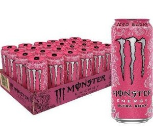 lot 10550 image: Monster Energy Ultra Rosa, Sugar Free Energy Drink, 16 Ounce (Pack of 24)