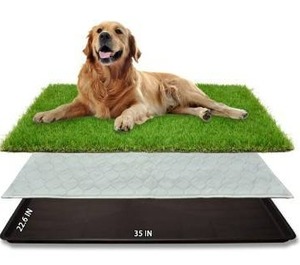 lot 10572 image: Dog Grass Large Potty Patch, Artificial Dog Grass Bathroom Turf for Pet Training, Washable Puppy Pee Pad, Perfect IndoorOutdoor Portable Potty Pet Loo