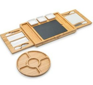 lot 10576 image: SMIRLY Bamboo Cheese Board and Knife Set Extra Large Charcuterie Board Set & Accessories, Unique House Warming Gifts, New Home, Anniversary Wedding Gifts for Couple, Bridal Shower Gift for Women