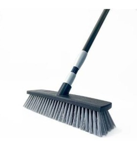 lot 10581 image: Deck Broom Scrub Brush with Long Handle Adjustable, 11.8 Stiff Bristle Brush Head, Scrubber for Cleaning Bathroom, Tub, Tile, Grout, Shop, Swimming Pool, Patio, Garages, Warehouse, Balcony, Black