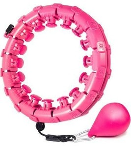 lot 10584 image: Weighted Smart Fitness Hoop,24 Detachable Knots Abdomen Fitness Weight Loss Non-Falling Fitness Hoops, Adjustable Weight Auto-Spinning Ball,Pilates Circles for Adults and Kids (Pink)
