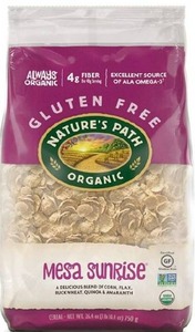 lot 10591 image: Natures Path Organic Gluten Free Mesa Sunrise Flakes Cereal. Earth Friendly Package, Non-GMO, Heart Healthy, High Fiber, 4g Plant Based Protein,26.4 Oz(Pack of 6)
