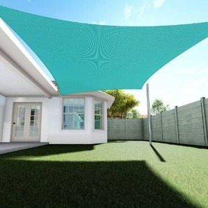 lot 10603 image: Sun Shade Sail 18 x 18 Green Turquoise Canopy Square 240 GSM Shade Sail UV Block for Patio Garden School Park Outdoor Facility and Activities