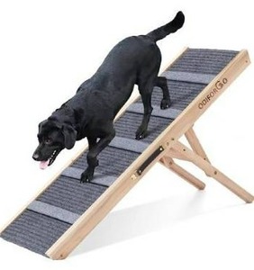 lot 10607 image: Pet Adjustable Ramp for Dogs and Cats, Foldable Portable Dog Ramp for Bed, Couch, Cars and SUVs with Traction Mat and Non-Slip-4 Layer -from 13.8 to 22- Rated for 200lbs