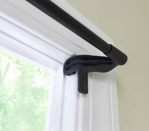 lot 10611 image: Eclipse 58 No Tools Room Darkening Wrap Around Tension Curtain Rod, 28-48, Black