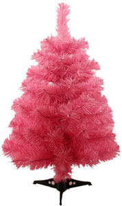 lot 10617 image: Jackcsale 2 Foot Artificial Christmas Tree Xmas Pine Tree with PVC Leg Stand Base Holiday Decoration Pink