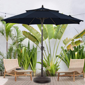 lot 10619 image: BLUU MAPLE 9 FT Patio Market Umbrella Outdoor Table Umbrellas, 36 Month Fade Resistance Olefin Canopy, Center Umbrellas with 8 Sturdy Ribs & Push Button Tilt for Garden, Lawn & Pool
