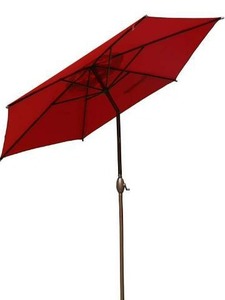 lot 10621 image: Abba Patio 9ft Patio Umbrella Outdoor Umbrella Patio Market Table Umbrella with Push Button Tilt and Crank for Garden, Lawn, Deck, Backyard & Pool, Red