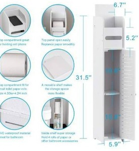 lot 10638 image: AOJEZOR Small Bathroom Storage Corner Floor Cabinet with Doors and Shelves,Thin Toilet Vanity Cabinet,Narrow Bath Sink Organizer,Towel Storage Shelf for Paper Holder,White