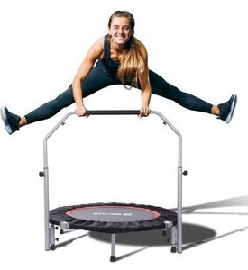 lot 10657 image: BCAN 4048 Foldable Mini Trampoline, Fitness Rebounder with Adjustable Foam Handle, Exercise Trampoline for Adults IndoorGarden Workout Max Load 330lbs440lbs