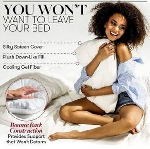 lot 10658 image: Beckham Hotel Collection Bed Pillows for Sleeping - Queen Size, Set of 2 - Cooling, Luxury Gel Pillow for Back, Stomach or Side Sleepers