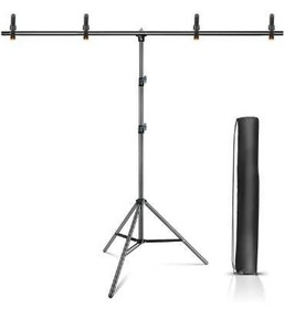 lot 10668 image: Hemmotop T-Shape Portable Background Backdrop Stand Kit 5x6.5ft with 4 Clip Clamps and Carry Bag,Photo Backdrop Stand Support System Kit for Photo Video Studio