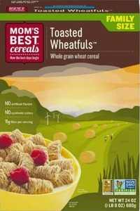 lot 10671 image: Moms Best Toasted Wheatfuls Cereal, Whole Grain, Heart Healthy, Non-GMO Project Verified, No High Fructose Corn Syrup, 24 Oz Box (Pack of 12)