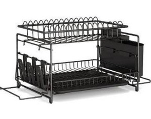 lot 10672 image: Dish Drying Rack, 1Easylife 2 Tier Large Kitchen Dish Rack with Removable Drainboard, Utensil Holder and Cup Holder, Rustproof Nano Coating Dish Drainer for Kitchen Counter, Dish Dryer Shelf (Silver)