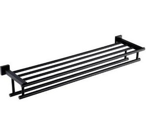 lot 10678 image: KES Bathroom Towel Rack with Double Towel Bar 30-Inch Hotel Towel Shelf SUS304 Stainless Steel Modern Wall Mounted Holder Matte Black, A2112S75-BK