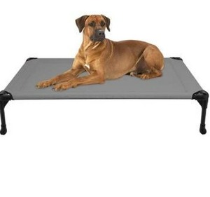 lot 10685 image: Veehoo Cooling Elevated Dog Bed, Portable Raised Pet Cot with Washable & Breathable Mesh, No-Slip Rubber Feet for Indoor & Outdoor Use, Large, Silver Gray