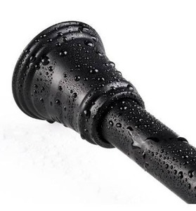 lot 10689 image: SZXIMU Spring Tension Curtain Rod 27-43 Inch, Never Rust and Non-Slip Shower Curtain Rods with Trumpet End, Black