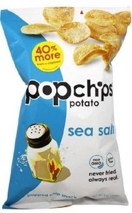 lot 10696 image: Popchips Potato Chip - Sea Salt - Never Fried - no Gluten - Non GMO - 3 bags- 5 Ounce
