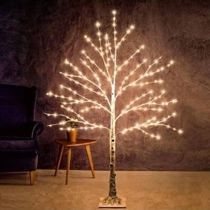 lot 10697 image: Hypestar 4FT Lighted Tree Warm White 200LED Lighted Birch Tree Plug in Artificial Tree for Home Wedding Holiday Christmas Decor Indoor Outdoor
