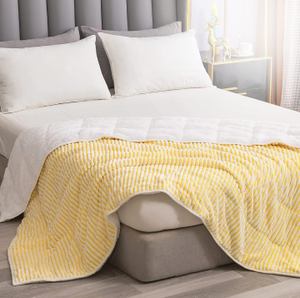 lot 10706 image: Adult Weighted Blanket 20 lbs - Sherpa Heavy Blanket for Men & Women, Super Soft Fleece Washable Weighted Blanket for Couch Bed 60x80 Inch, Lemon Yellow by Topblan