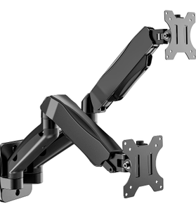 lot 10707 image: WALI Dual LCD Monitor Fully Adjustable Gas Spring Wall Mount Fit 2 Screens VESA up to 27 inch, 14.3 lbs. Weight Capacity per Arm (GSWM002), Black