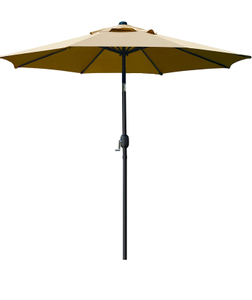 lot 10718 image: Sunnyglade 9 Patio Umbrella Outdoor Table Umbrella with 8 Sturdy Ribs (Tan)