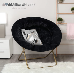 lot 10720 image: Milliard Cozy ChairFaux Fur Saucer Chair for BedroomX-Large (Black)