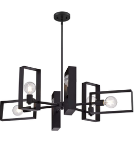 lot 10721 image: Westinghouse Lighting 6575600 Porter Six-Light Indoor Chandelier, Matte Black Finish