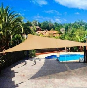 lot 10731 image: Shade&Beyond Triangle Sun Shade Sail for Patio Lawn Deck Garden Pergola (20x20x20, Sand)