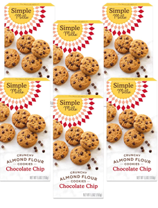 lot 10737 image: Simple Mills Almond Flour Crunchy Cookies, Chocolate Chip - Gluten Free, Vegan, Healthy Snacks, Made with Organic Coconut Oil, 5.5 Ounce (Pack of 6)