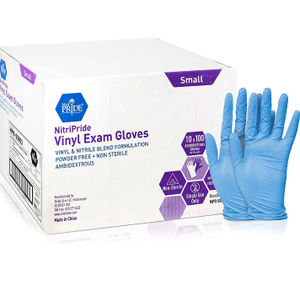 lot 10738 image: Med PRIDE NitriPride Nitrile-Vinyl Blend Exam Gloves, Small 1000 - Powder Free, Latex Free & Rubber Free - Single Use Non-Sterile Protective Gloves for Medical Use, Cooking, Cleaning & More