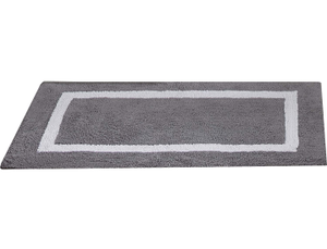 lot 10758 image: Better Trends Hotel Collection is Super Absorbent Reversible Double Sided Thick Bath Mat Rug Machine Washable 100% Cotton in Race Track Pattern, 21 x 34 Rectangle, Gray & White