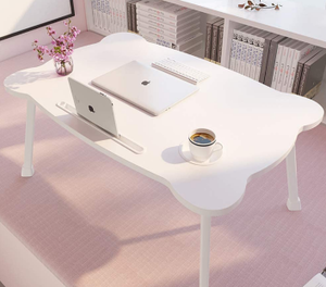 lot 10761 image: Foldable Laptop Horseshoe Table Legs Multifunction Laptop Desk Lap Desk Foldable Portable Standing Breakfast Reading Tray Holder for Couch Floor for AdultsStudentsKids Multicolor (White)