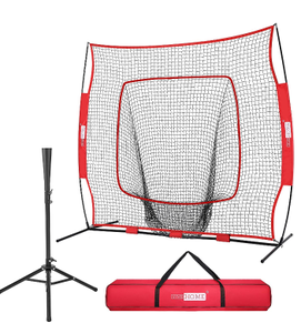 lot 10767 image: VIVOHOME 7 x 7 Feet Baseball Backstop Softball Practice Net with Strike Zone Target Tee and Carry Bag for Batting Hitting and Pitching