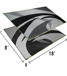 lot 10768 image: Stylish Camping L158181WL 8-feet by 18-feet LED Illuminated Patio Mat - Outdoor Patio BlackWhite RV Camping Mat