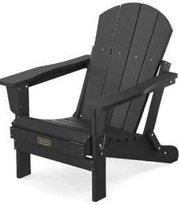 lot 10770 image: Folding Adirondack Chairs Patio Chairs Lawn Chair Outdoor Adirondack Chair Weather Resistant for Patio Deck Garden, Backyard Deck, Fire Pit - Black