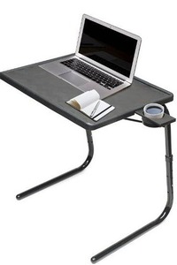 lot 10772 image: Table Mate II TV Tray Table - Folding TV Dinner Table, Couch Table Trays for Eating Snack Food, Stowaway Laptop Stand, Portable Bed Dinner Tray - Adjustable TV Table with 3 Angles, Cup Holder, Black