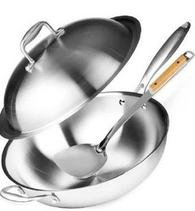 lot 10777 image: Willow & Everett Wok Pan - Non-Stick Stainless Steel Stir Fry Pans With Domed Lid & Bamboo Spatula - Scratch Proof Cookware For Gas, Induction Or Electric Stove