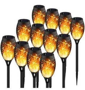 lot 10782 image: KYEKIO Upgraded 12Pack Torches, Solar Lights Outdoor, 12LED Solar Torch Lights with Dancing Flickering Flames, Waterproof Landscape Decoration Flame Lights for Garden Pathway Yard-Auto OnOff