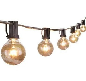 lot 10783 image: Brightown Outdoor String Light 100Feet G40 Globe Patio Lights with 104 Edison Glass Bulbs(4 Spare), UL Listed Hanging Lights for Backyard Balcony Deck Party Decor, E12, Black, Not Connectable