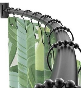 lot 10794 image: PrettyHome Adjustable Curved Shower Curtain Rod Rustproof Expandable Aluminum Metal Shower Rod 38-72 Inches Telescoping Design Exquisite Customizable for Bathroom,Black