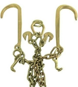 lot 10807 image: TYFYB G70 Steel Towing Chain Bridle 38 X 2 V-Type Tow Chain with 15 Inch J-Hooks Link 2 inch LegsGold Tractor Car Wrecker Truck Tie7800 lbs Safe Working Load