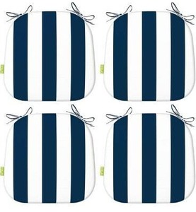 lot 10809 image: LVTXIII Outdoor Chair Cushions Set of 4, Patio Seat Cushions D16xW17 Inch with Ties for Patio Furniture Chairs Home Garden Use, Cabana Navy