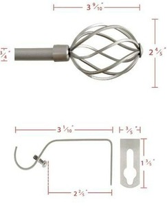 lot 10820 image: H.VERSAILTEX Window Curtain Rods for Windows 66 to 120 Inches Adjustable Decorative 34 Inch Diameter Single Window Curtain Rod Set with Twisted Cage Finials, Nickel