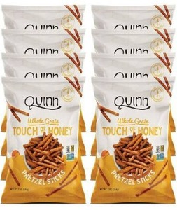 lot 10822 image: Quinn Touch of Honey Pretzel Sticks, Gluten Free Pretzels, Corn Free, Soy Free, Non-GMO, 7 Oz, Pack Of 8