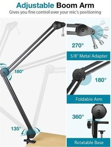 lot 10823 image: InnoGear Microphone Arm Stand, Heavy Duty Mic Arm Microphone Stand Suspension Scissor Boom Stands with Mic Clip and Cable Ties for Blue Yeti Snowball and Blue Yeti Nano(Large) White