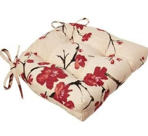 lot 10828 image: Pillow Perfect Indoor Flowering Branch Chair Pads, 15.5 x 16, BeigeRed 2 Count