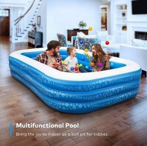 lot 10844 image: Inflatable Swimming Pool, Hesung 118 X 69 X 21 Full-Sized Family Kiddie Blow up Pool for Kids, Adults, Baby, Children, Thick Wear-Resistant Big Above Ground, Garden, Backyard Water Party for Age 3